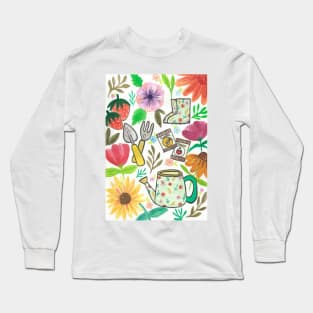 Gardening tools and flowers Long Sleeve T-Shirt